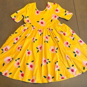 Hanna Andersson yellow floral twirl dress size 110cm girls size 5